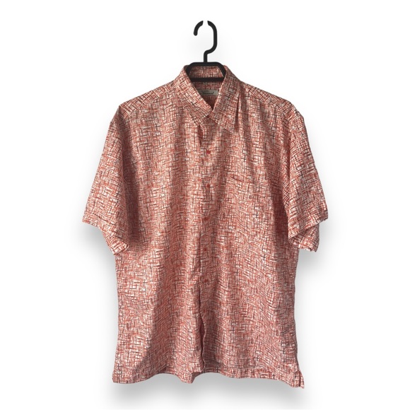 Orange White Ben Sherman Geometric Style Button Down Shirt - Picture 2 of 8